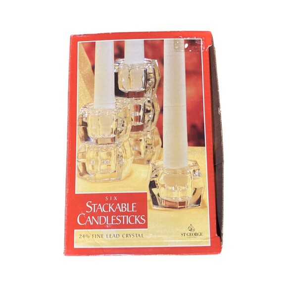Set of 6,‎ Vintage Fine Lead Crystal Stackable Candlesticks, St. George Crystal - Picture 9 of 9